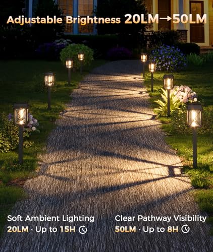 XMCOSY+ 12 Pack Solar Pathway Lights, 50LM Bright Garden Lights Solar Powered, Long Lasting Outdoor Solar Lights for Yard Backyard Driveway Walkway Landscape Path (Warm/Cool White) - size: 12 Pack