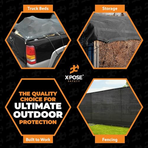Xpose Safety Heavy Duty Mesh Tarp 8' x 16' (3-Pack) – Multipurpose Black Protective Cover with Air Flow - Use for Tie Downs, Shade, Fences, Canopies, Dump Trucks – Weather and Tear Resistant - color: Black, size: 8' X 16' (3-Pack)