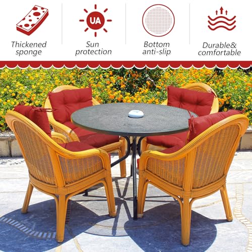 Marsui 4 Pcs Outdoor Indoor High Back Chair Cushions Patio Furniture Tufted Pillow with Ties Water-Resistant Replacement Outdoor Rocking Chair Cushions, 42 x 21 Inches (Red,Solid Color) - color: Red, size: Solid Color