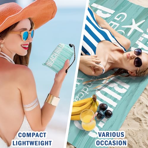 Beach Rules Pocket Picnic Blankets, Blue Seashell Coastal Mini Beach Camping Blanket Waterproof Sandproof, Rustic Sea RV Outdoor Picnic Blanket Mat Gifts for Camper Campsite Travel 55x60in - color: Rules