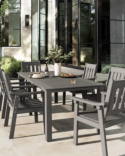 YEFU Outdoor Patio Chairs Set of 2: All Weather Outdoor Dining Chairs with Wide Curved Seat and Backrest - Plastic Patio Chairs for Outside Backyard/Garden/Pool/Porch/Deck 350lbs Capacity Grey - color: Dark Grey, size: 2 Chairs