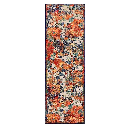 Superior Indoor Outdoor Runner Rug, Perfect for Patio, Bedroom, Kitchen, Living Room, Entryway, Playroom, Nursery, Carpet Cover, Abstract Splatter Modern, Kalina Collection, 2' 3" x 10', Cream - color: Kalina - Cream, size: 2'3" x 10' (Rectangular)