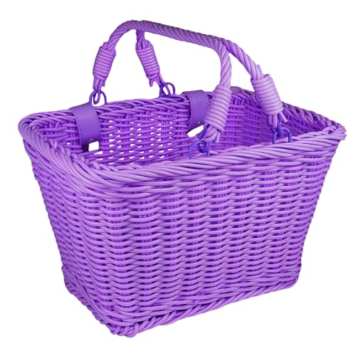 Wicker Picnic Basket for Kids, Small Woven Rattan Basket with Handles Purple Garden Harvest Hamper Basket Empty for Storage Toy Flower Wedding - color: Purple