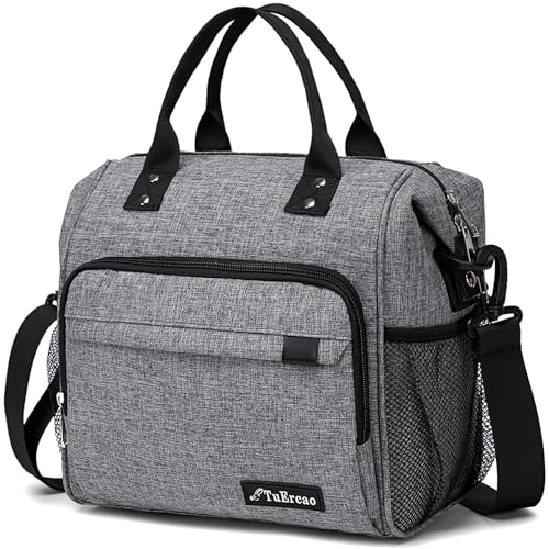 TuErCao Insulated Lunch Bag Soft Cooler Bag for Beach Travel Picnic, Adult Lunch Box for Women for Work, Dark Grey - color: A6: Dark Grey, size: Large