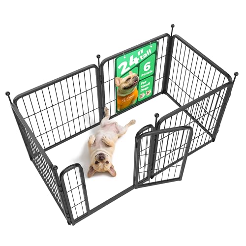 FXW Rollick Unleashed Dog Playpen for Indoor, Yard, RV Camping, 24 inch 6 Panels for Small and Puppy Dogs│Patented - color: Black, size: 24"H