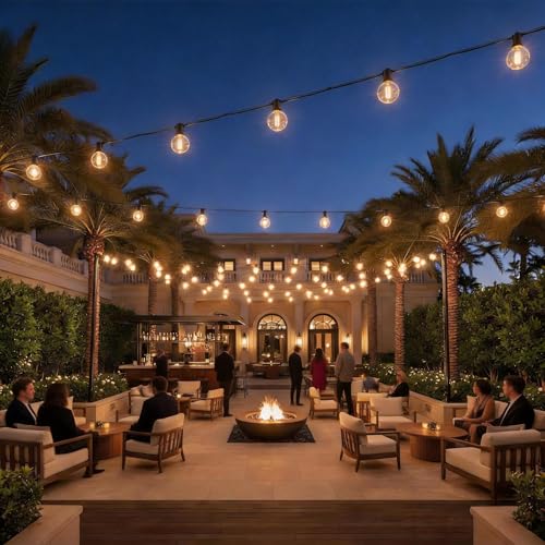 RTTY 150 FT Outdoor String Lights Patio Light for Outside, Waterproof G40 Shatterproof LED Bulbs, Dimmable Hanging Connectable Globe Lighting for Bistro, Backyard, Porch, Balcony, Cafe, Warm White - size: 150FT