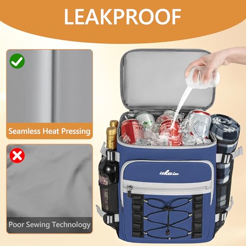 Cooler Backpack, 40 Cans Insulated Lunch Backpack Picnic Backpack for Men&Women, Durable Cooler Bag with 2 Leak Proof Compartments for Picnic, BBQ Camping, Lunch, Beach, Hiking, Blue - color: Blue