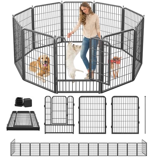 Dog Playpen 40" Height 10 Panels Puppy Playpen Indoor Portable Pet Fence Outdoor for Yard Indoor Dog Pen for Medium/Small Animals, Heavy Duty Pet Pen for RV, Camping, Yard - color: Black-23ft, size: 40 Inch