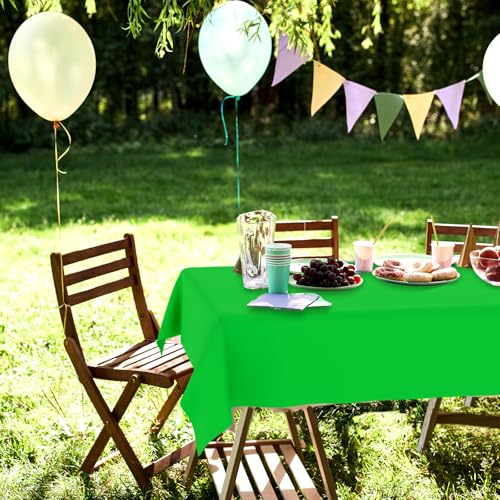 4 Pack Dark Green Plastic Tablecloths Disposable Tablecloths Dark Green Table Cloths for Parties Birthdays Graduations Restaurants Weddings,Picnics,Fits 6 to 8 Foot Rectangle Tables (54 × 108 Inch) - color: Solid Deep Green, size: 54" x 108" Rectangular (