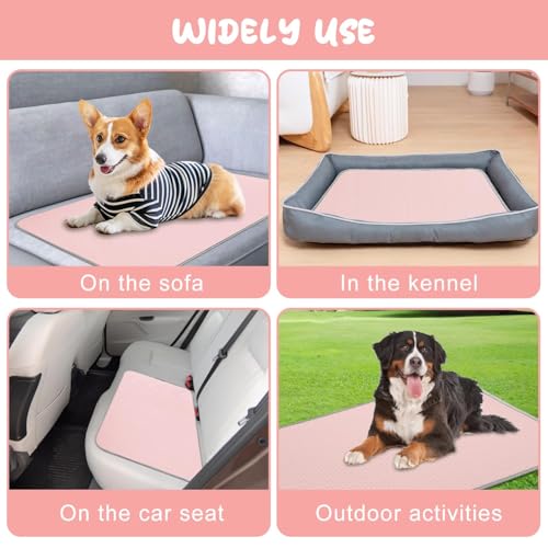 Summer Dog Cooling Mat Washable Ice Silk Self Cool Pad for Small Medium Large Dogs and Cats, Pet Sleeping Pad for Crate, Bed, Indoor & Outdoor Floor, Car Seats - color: Pink, size: 40x28in