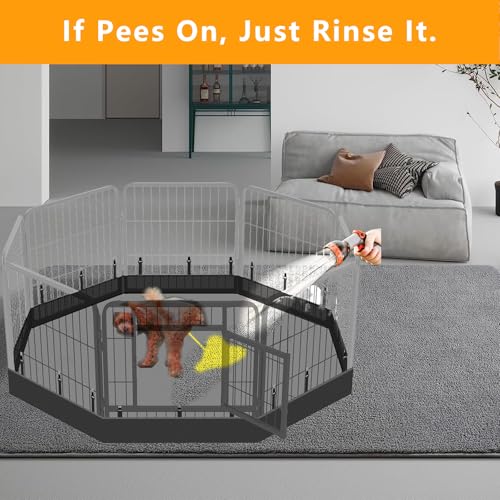 Dog Playpen Bottom Pad Fits for 24 Inch 8 Panels Metal Exercise Pet Playpen, Dog Crate Pad Puppy Playpen Pad, Elastic Buckles Connections.(Note: Playpen Not Included) -PureBlack - color: PureBlack