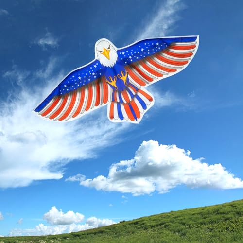 2 Pack Patriotic Eagle & Dragon & Butterfly Kite for Kids and Adults, Easy to Fly Huge Kites for Kids Ages 4-8 8-12 with 328FT String for Beach Park Easter Gift Outdoor Games and Activities - style: 2 Pack Eagle Kites