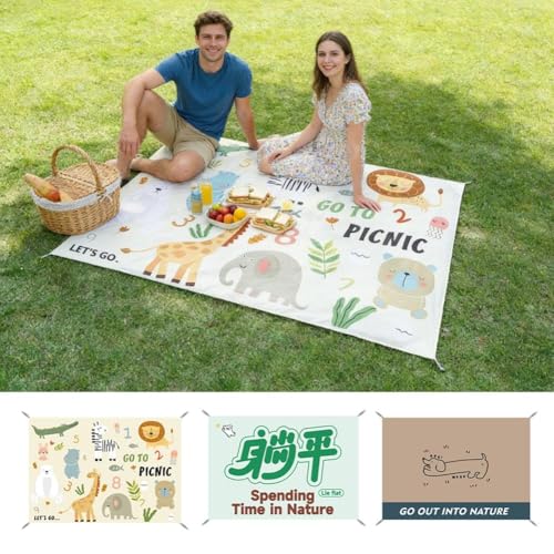 Pocket Picnic Blanket – 39″x 57″ Portable Sandproof Lightweight Camping Tarp Compact Pocket Blanket with Windproof Sand for Beach, Camping & Hiking (Lying Down) - color: Lying Down