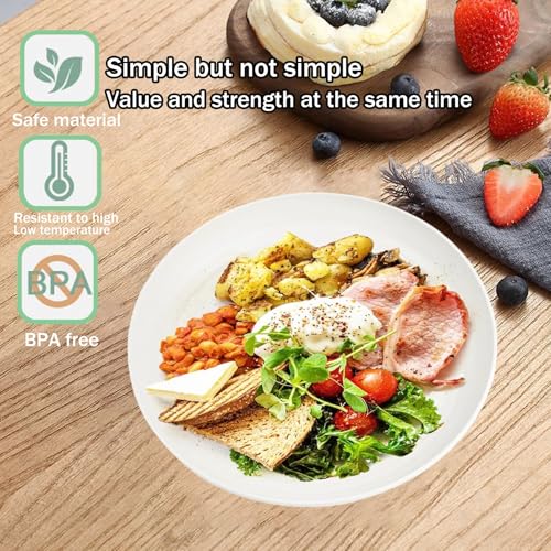 Wheat Straw Dinner Plates Set of 4, Unbreakable Reusable Plates, 7.9 Inch Microwave & Dishwasher Safe, BPA Free Lightweight Salad Plates for Kitchen & Camping - color: White