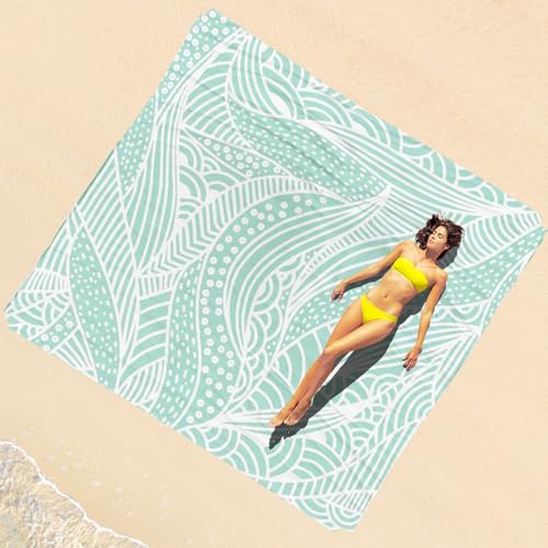 Beach Blanket Waterproof Sandproof 1-7 Adult Oversized 78 '' × 81 '' Lightweight Durable Compact Sand Free Extra Large Beach Mat for Travel Camping Hiking Picnic Blanket - color: Leaves3, size: 78“x81”