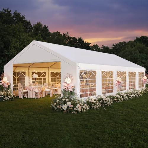 Party Tent 16x32 Canopy Heavy Duty, Waterproof Outdoor Event Tent with Removable Sidewalls & Roll-Up Door, Portable Carport for Wedding, BBQ, Camping, Birthday Party - size: 32x16ft