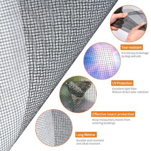 Fiberglass Window Screen Roll 36” x 100’ Easy to Use Grey Replacement Window Screens for House Windows or Door - color: Gray, size: 36” x 100’