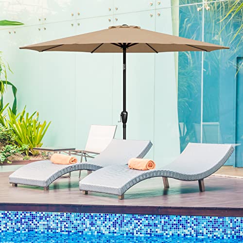 Simple Deluxe 9' Patio Umbrella Replacement Canopy Only Outdoor Table Market Yard Umbrella Replacement Top Cover with 8 Ribs, Tan - color: Tan Canopy Only, size: 9ft