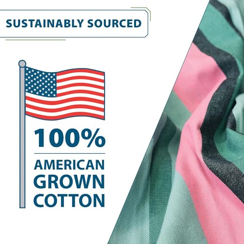 Vivere Double Cotton Hammock with Space Saving Steel Stand, Upgraded Polyester End Strings 450 lb Capacity - Premium Carry Bag Included - USA Grown Cotton (Watermelon) - color: Watermelon