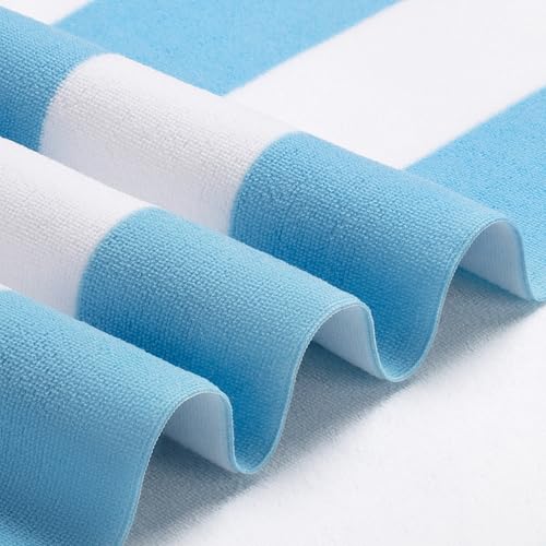 WILFA Extra Large Beach Towel - Oversized Mircofiber Towel 40'' x 70'', XL Striped Lightweight Pool Towel, Big Cabana Swim Travel Towel for Adults Mens Women,Sky Blue - color: Sky Blue