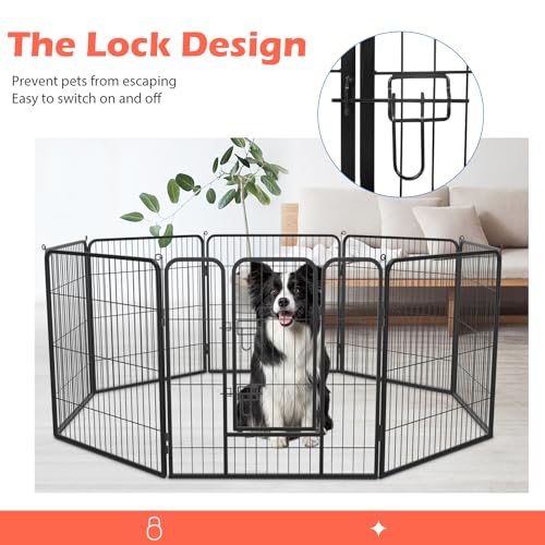 FDW Dog Playpen Dog Pen Dog Kennel 8 Panels 32 Inch Hight Indoor Outdoor Folding Metal Portable Puppy Exercise Pen Heavy Duty Dog Fence for Yard Camping,Black - style: 8 Panels