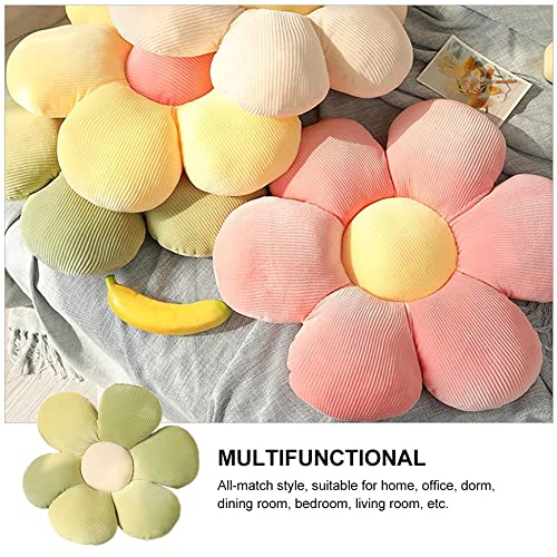 LEHU Flower Pillow, Flower Shaped Seating Cushion -Cute Daisy Pillow for Girls Tweens Room Decor Flowe Floor Pillow for Reading and Lounging Comfy (Green petals-15'') - color: Green Petals, size: 15''