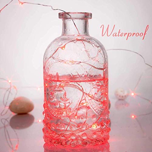 Ariceleo Led Fairy Lights Battery Operated, 2 Packs Mini Battery Powered Copper Wire Starry Fairy Lights for Bedroom, Christmas, Parties, Wedding, Centerpiece, Decoration (5m/16ft Red) - color: Red, size: 2 Pack