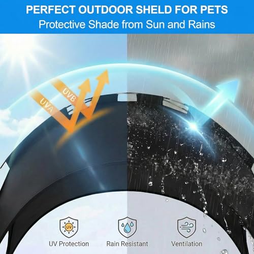 Elevated Dog Bed with Canopy Raised Pet Cot for Large Dogs, Outdoor Dog Cot with Removable Sun Shade Tent, Breathable Mesh Portable Dogs Cot for Camping, Beach, Backyard, Outdoor Use - color: Black, size: 42.1"l X 31"w X 37"h