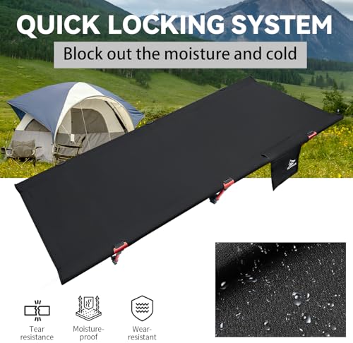 Sutekus Portable Camping Cot, Ultralight & Easy to Set Up, for Outdoor Hiking Travel Beach Mountaineering (Black)