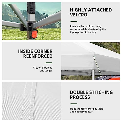 10x10 Pop Up Canopy Tent, Outdoor Instant Sun Shelter - White, Included 1 x Rolling Storage Wheeled Bag, 4 x Guylines, 8 x Stakes - color: Basic White