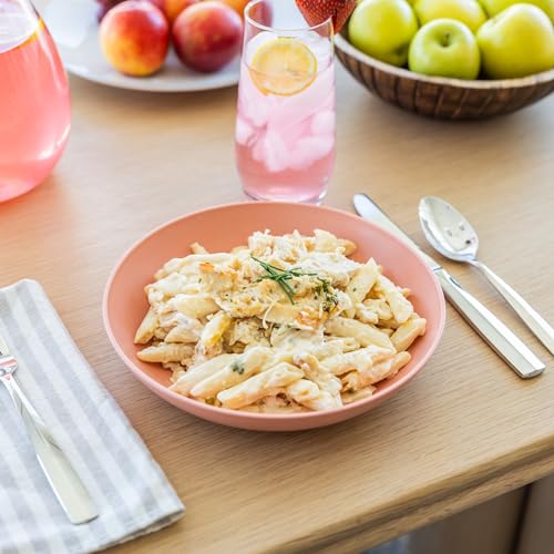 Grow Forward Premium Wheat Straw Pasta Bowls - 42oz Unbreakable Wide & Shallow Dinner Plate Bowls Set of 6 - Microwave Safe Reusable Plastic Pasta Bowls for Kids, Adults, Salad, Camping, RV - Tropical - color: Tropical, size: 42oz