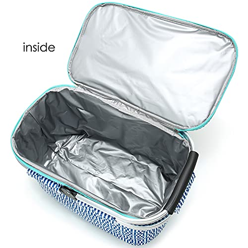 Insulated Picnic Basket 26L Portable Collapsible Market Leakproof Tote with Aluminum Handle for Camping, Shopping, Travel, Large Size (Blue) - color: Blue