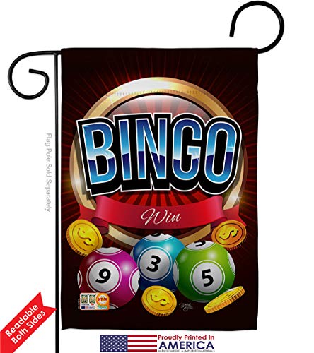 Bingo Win Garden Flag Set Wall Holder Interests Game Bunco Night Dice Poker Hobbies Leisure Activity Small Decorative Gift Yard House Banner Double-Sided Made In USA 13 X 18.5 - size: Garden Flag Set 13"x 18.5" w/ Wall Holder