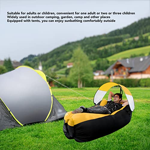Inflatable Lounger Air Sofa Chair with Sunshade,Outdoor Inflatable Sofa,Portable Water Proof Couch, for Outdoor, Beach, Hiking, Picnics, (Black Plus Yellow)