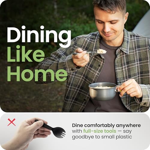 Orblue 4-in-1 Camping Utensils, 1-Pack, Portable Stainless Steel Spoon, Fork, Knife & Bottle Opener Combo Set - Travel, Backpacking Cutlery Multitool Olive Green - color: 1-PACK Olive Green