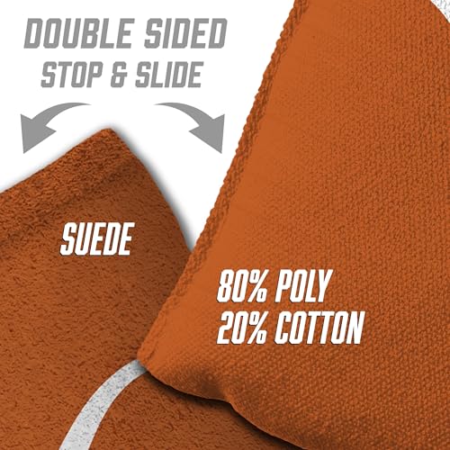 YouTheFan Officially-Licensed NCAA Set of 8 Cornhole Bags - All Weather Dual Sided Slide & Stop - Regulation Size with Carry case - color: Texas Longhorns