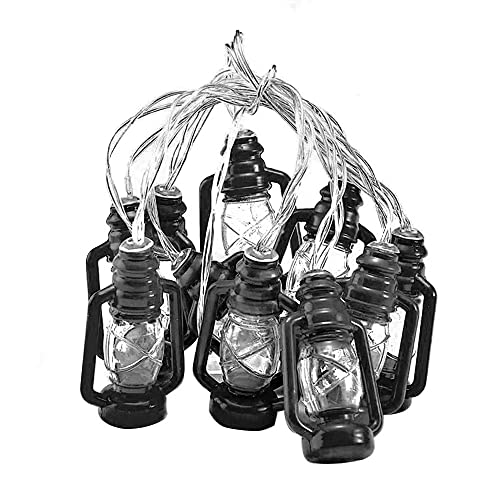 20 LEDs /10ft Black Lantern String Lights Mini Kerosene Lamp Battery Powered Fairy String Lights for Indoor Outdoor Patio Decorations