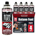 Chef Master 4x 8oz Butane Fuel Canister - Butane Refill for Kitchen Torch & Camp Stove - Gas Canister for Picnics, Outdoor Cooking, Grilling - Camping Stove, Torch Fuel Camping Essentials - 90340 - size: Pack of 4