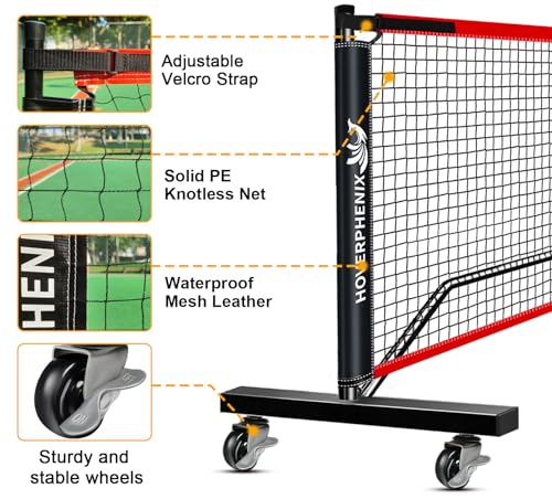 Pickleball Net for Driveway, Portable Pickleball Net System with Regualtion Size 22FT Pickle Ball Net, Outdoor Pickleballs, Carry Bag, Weather Resistant Metal Frame - style: Pickleball net with wheels