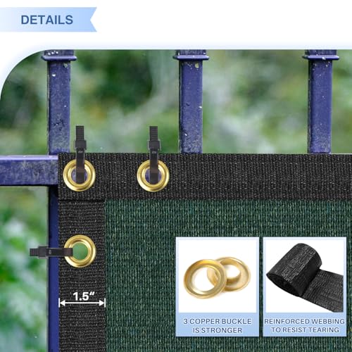 E&K Sunrise 6' x 12' Privacy Fence Screen with Grommets, Outdoor Windscreen Fence Covering Privacy Screen UV Blockage for Backyard Garden Patio, Zip Ties Included (Green) - color: Green, size: 0 6' x 12'