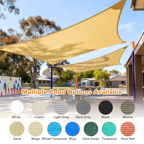 Artpuch Sun Shade Sail, 10'X12' Sand Rectangle Curved Edged Sun Shade, Commercial Grade 185GSM HDPE UV Permeable Outdoor Shade Cloth for Deck, Backyard, Patio (Custom Sizes Made)