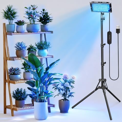 Grow Light for Indoor Plants,LED Plant Grow Light with Adjustable Tripod Stand 32.7”-61.6”,Red Blue Spectrum,USB Powered with 3/9/12H Timer,360° Adjustable Panel for Seedlings,Herbs,Home Garden - color: Grow Light