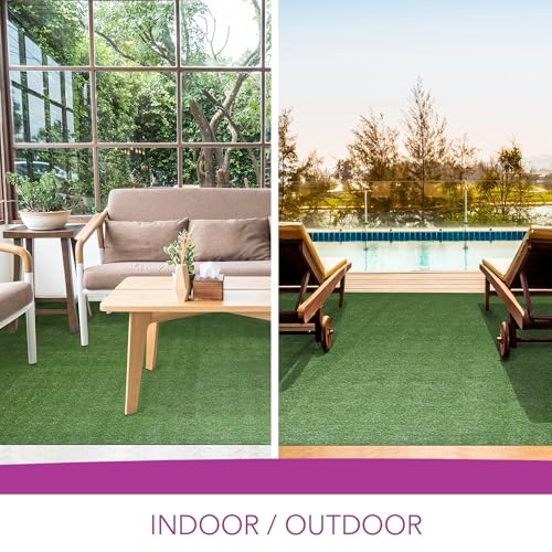 iCustomRug Synthetic Grass Rug – 12 x 20ft Lawn Green Turf Carpet for Patios, Yards, Boats, Camping – Indoor/Outdoor Use - color: Green, size: 12 X 20ft