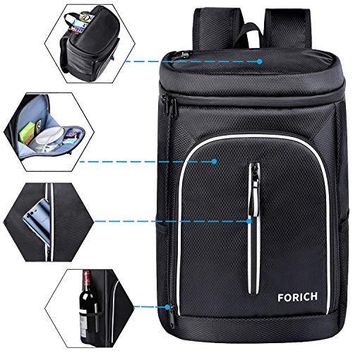 FORICH Soft Cooler Backpack Insulated Waterproof Backpack Cooler Bag Leak Proof Portable Small Cooler Backpacks to Work Lunch Travel Beach Camping Hiking Picnic Fishing Beer for Men Women - color: Black