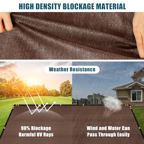 UIRWAY Fence Privacy Screen 5ft x 50ft Brown, Heavy Duty 170GSM 90% Visibility Blockage, UV Resistant Outdoor HDPE Fence Covering Windscreen for Chain Link Fence Backyard Garden Patio with Cable Ties - color: Brown, size: 5' x 50'
