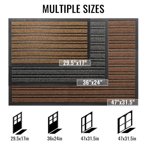 BEHERO Door Mat Outdoor Entrance, Extra Durable Front Door Mat Outside, Heavy Duty Welcome Mat for Outside Entry, Back Door Mats Non Slip, Waterproof All-Season Doormats, 47x32 Inch, Coffee - color: Burgundy, size: 2'8" x 3'11" (Rectangular)