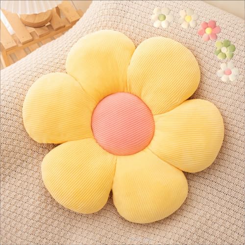LEHU Flower Pillow, Flower Shaped Seating Cushion -Cute Daisy Pillow for Girls Tweens Room Decor Flowe Floor Pillow for Reading and Lounging Comfy (Yellow petals-15'') - color: Yellow Petals, size: 15''