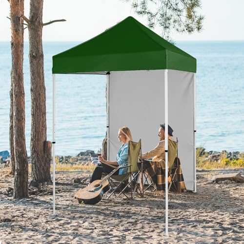 EAGLE PEAK Pop up Canopy 5x5, Outdoor Portable Canopy Tent with One Removable Sunwall, Carry Bag Included, Green - color: Green