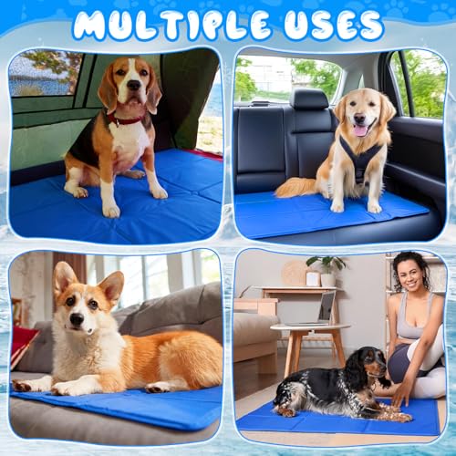 Drydiet 4 Pack Dog Cooling Mat - 47'' X 27'' Solid Gel Self Cooling Mat with Storage Bag Pressure Activated No Refrigeration or Electricity Needed Pet Pad for Dogs & Cats Kennels, Crates, Beds - size: 47'' X 27''
