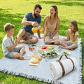 White Picnic Blanket, Extra Large Soft Cotton Gauze Picnic Rug 71"x71", Lightweight Breathable Blanket with Leather Handle, Machine Washable for Beach, Camping, Park, Couples (Cream) - color: Cream